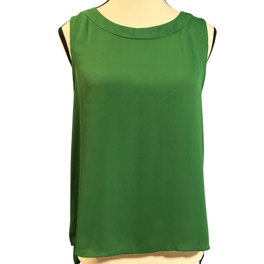 Robin‎ K Green Boxy Sleeveless Tank Top with Pleated Back